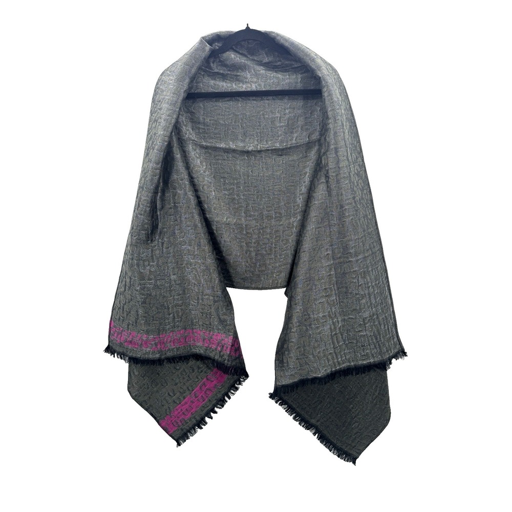 Womens Leopard Embossed Scarf Wrap Pink Stripe Metallic Evening Accessory Glam